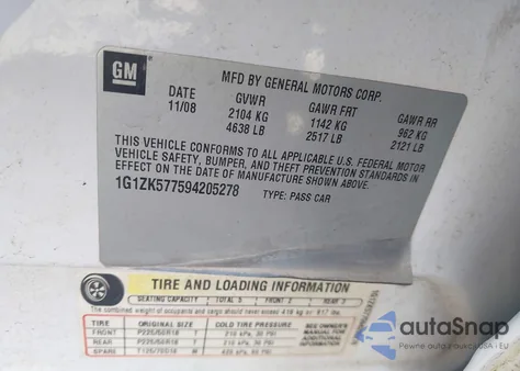 2009 Chevrolet Malibu Ltz z USA, uszkodzony, nr VIN 1G1ZK577594205278